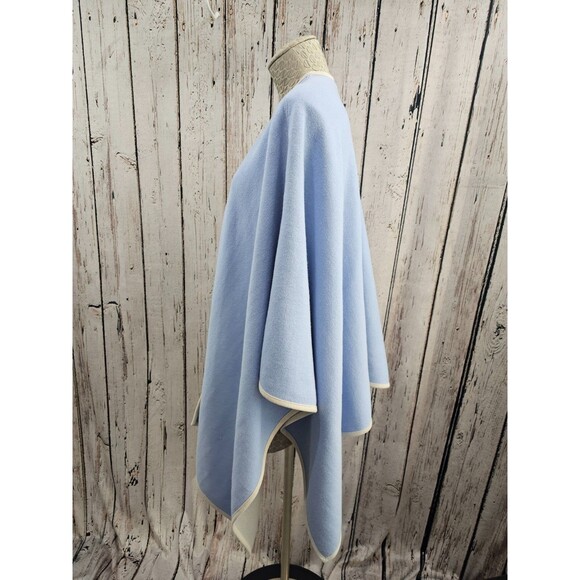 TYLER BOE XS/S Double Sided Cape Light Blue &‎ Ivory Poncho Wrap Sweater - Picture 4 of 7